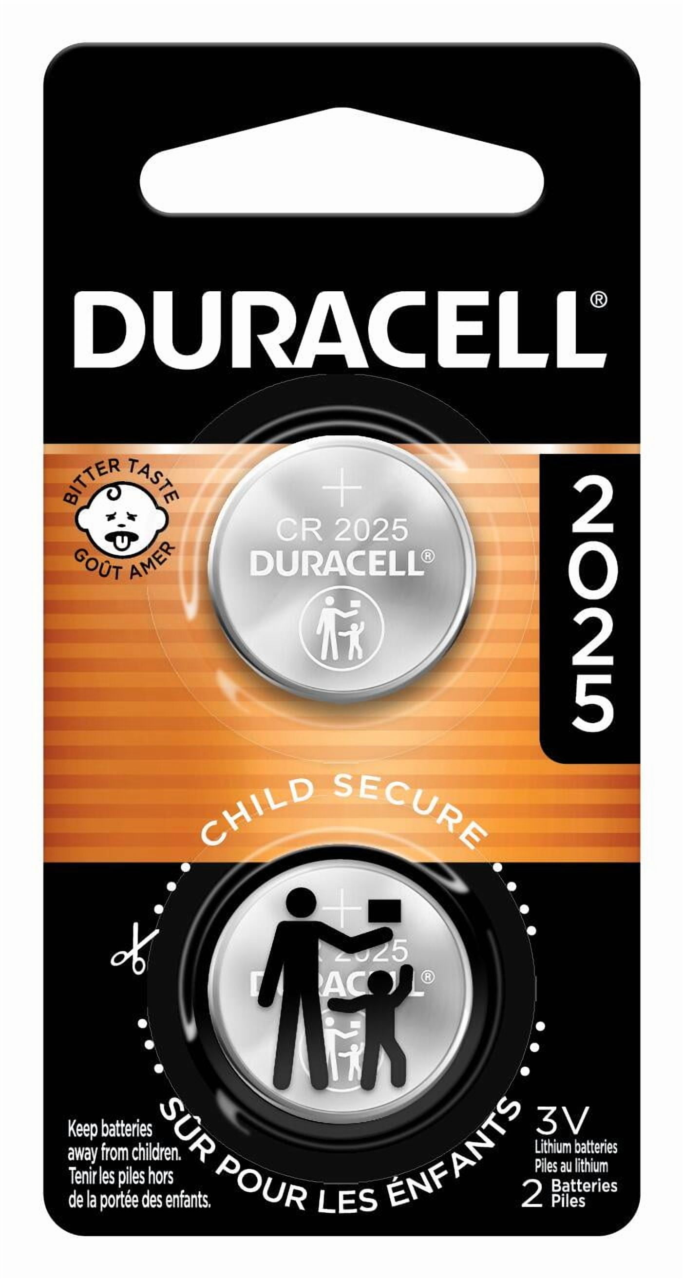 Duracell 2025 Lithium Coin Battery 3V, Bitter Coating Discourages Swallowing, 2 Pack