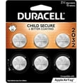 thumbnail image 1 of Duracell 2032 Lithium Battery. 6 Count Pack. Child Safety Features. Compatible with Apple AirTag, Key Fob, and other devices. CR2032 Battery Lithium Coin Battery. CR Lithium 3V Cell, 1 of 5
