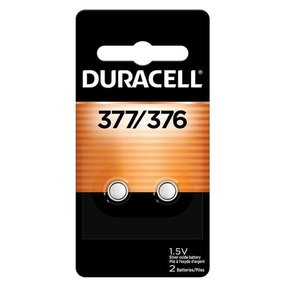 Duracell 376/377 Silver Oxide Button Battery for Home Devices, 2 Count