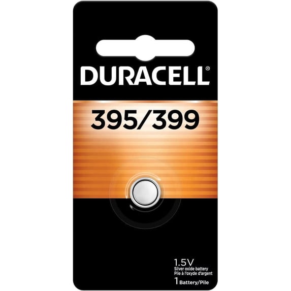 Duracell 395/399 Silver Oxide Button Battery, 1 Count Pack, 395/399 1.5 Volt Battery, Long-Lasting for Watches, Medical Devices, Calculators, and More