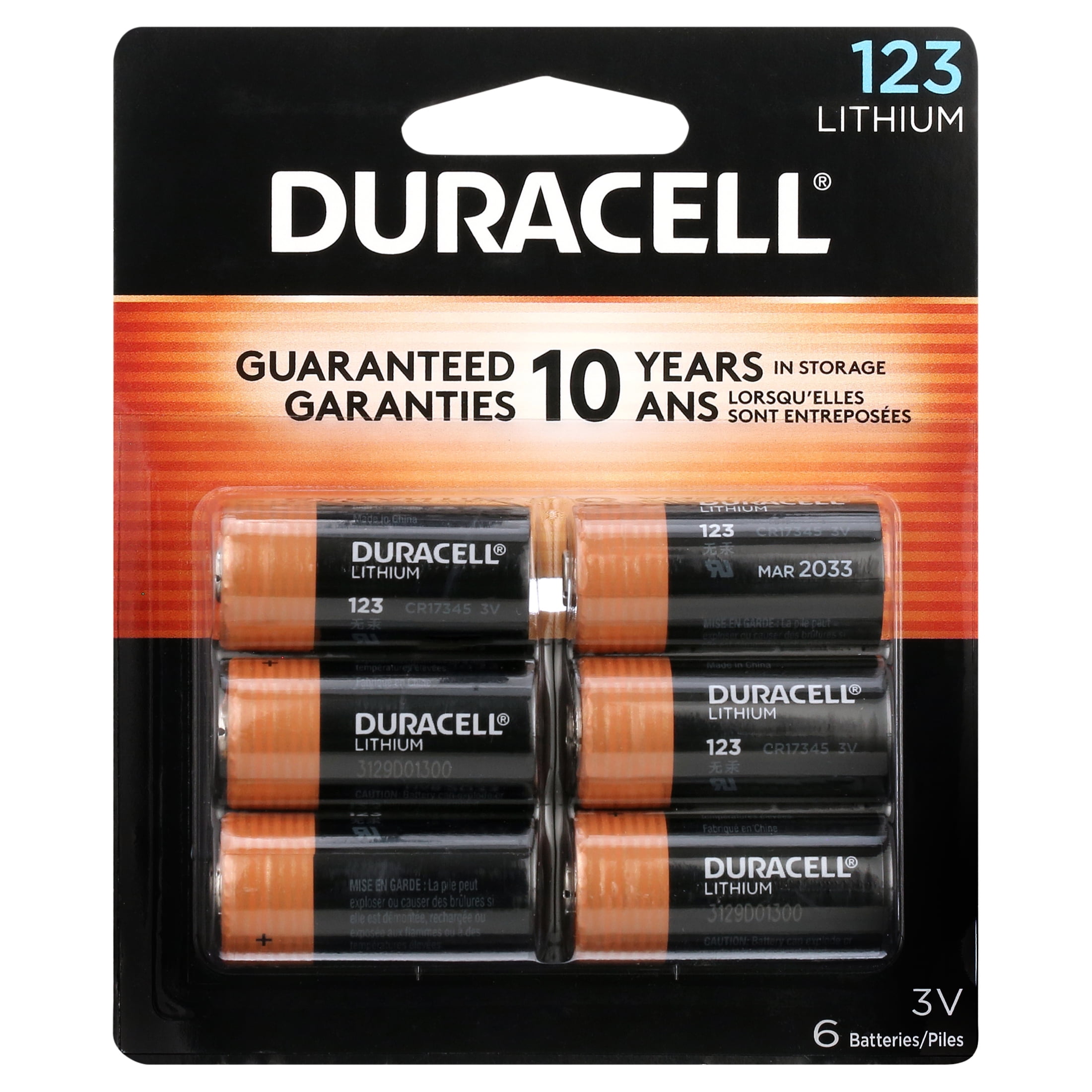 Duracell 3V High Performance Lithium Battery, 123, 6 Pack