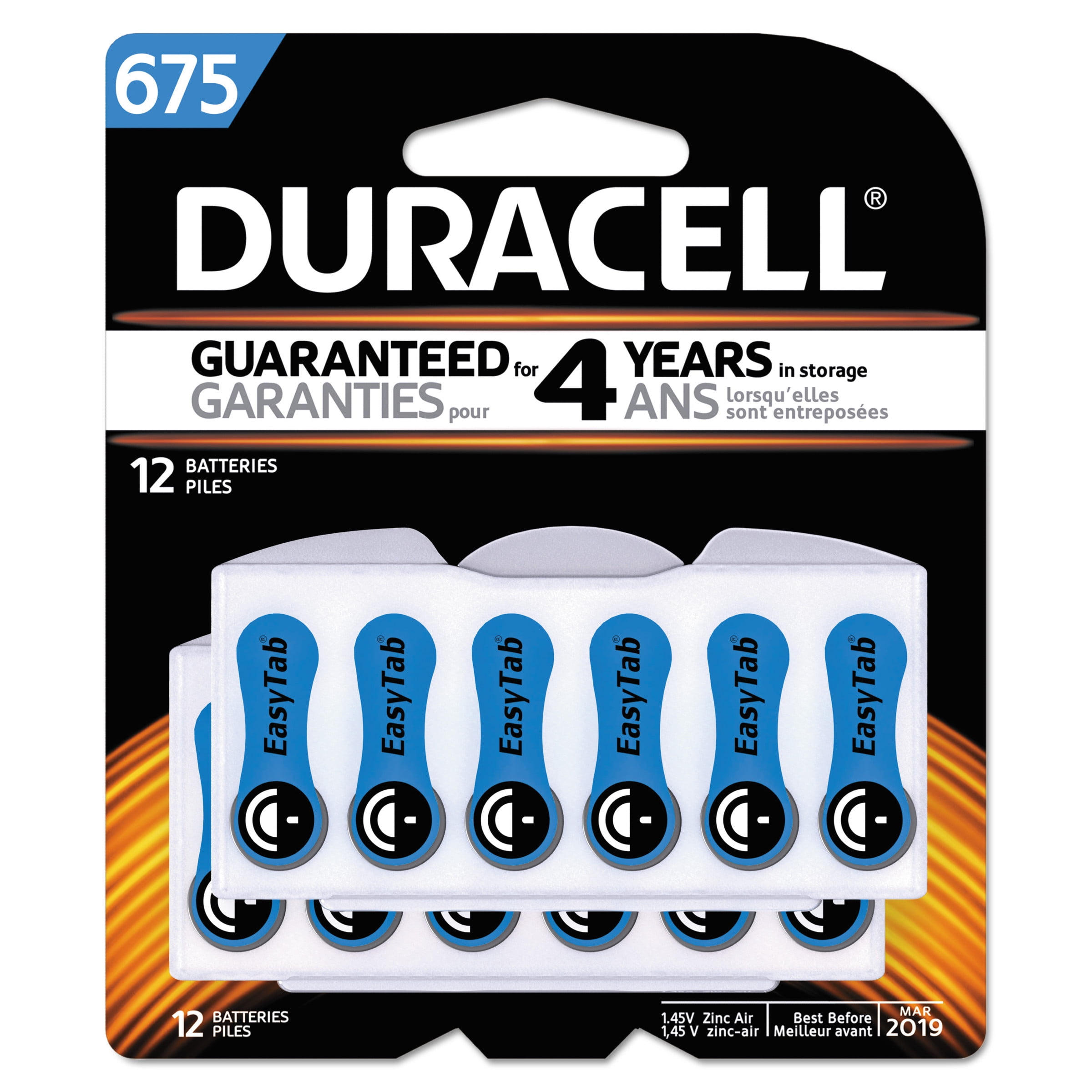 Duracell Button Cell Hearing Aid batry #675, 12/Pk -DURDA675B12ZMR0