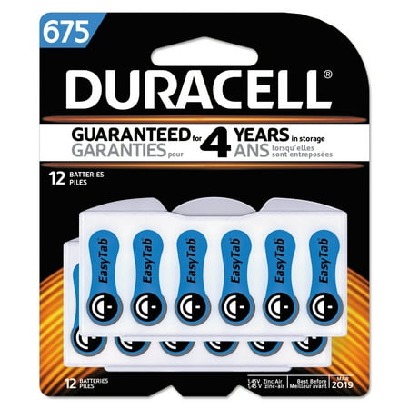 Duracell Button Cell Hearing Aid batry #675, 12/Pk -DURDA675B12ZMR0
