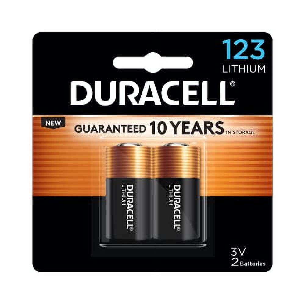 Duracell CR123A 3V Lithium Battery, 2 Count Pack, 123 3 Volt High Power Lithium Battery, Long-Lasting for Home Safety and Security Devices, High-Intensity Flashlights, and Home Automation