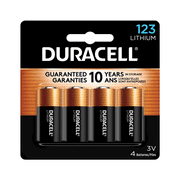 Duracell CR123A 3V Lithium Battery for Home Devices, 4 Count