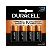 Duracell CR123A 3V Lithium Battery for Home Devices, 4 Count