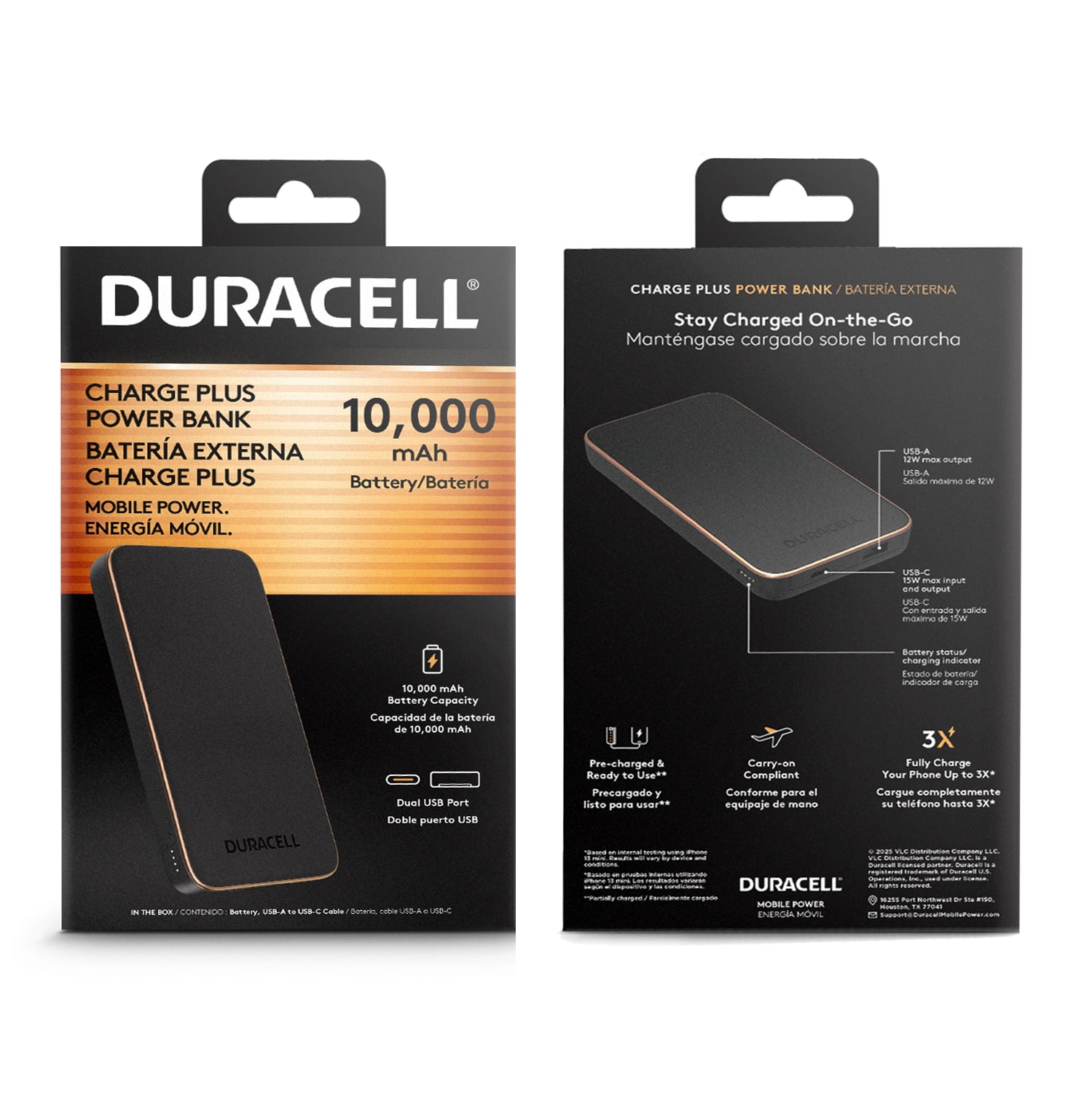 Duracell Charge Plus 10,000mAh USB-A and USB-C Dual Port Power Bank