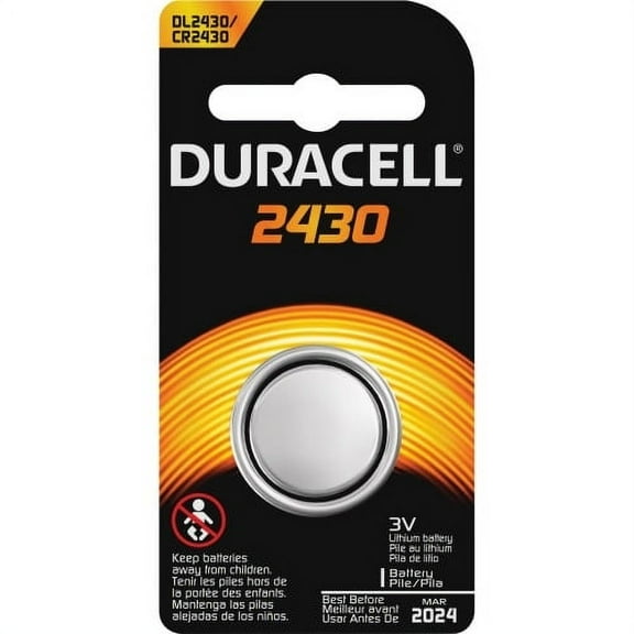 Duracell Coin Cell Lithium 3V Battery - DL2430 For Multipurpose - 3 V DC - Lithium (Li) - 1 / Each
