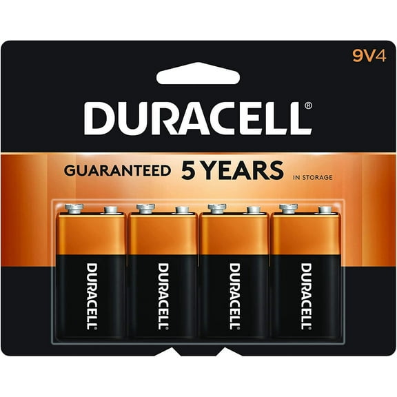 Duracell - CopperTop 9V Alkaline Batteries - long lasting, all-purpose 9 Volt battery for household and business - 4 count