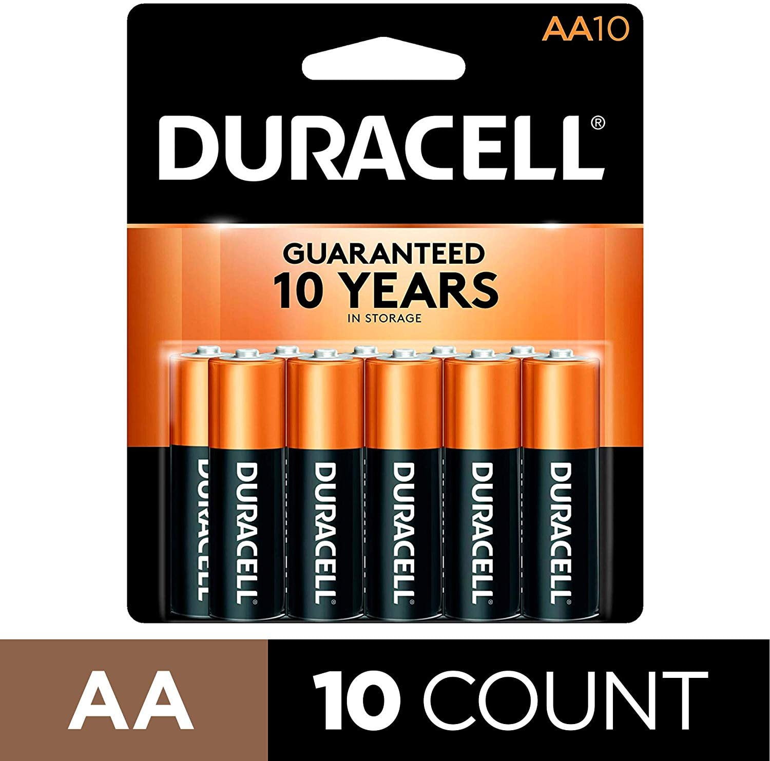 Duracell - CopperTop AA Alkaline Batteries - long lasting, all-purpose  Double A battery for household and business - 10 Count 