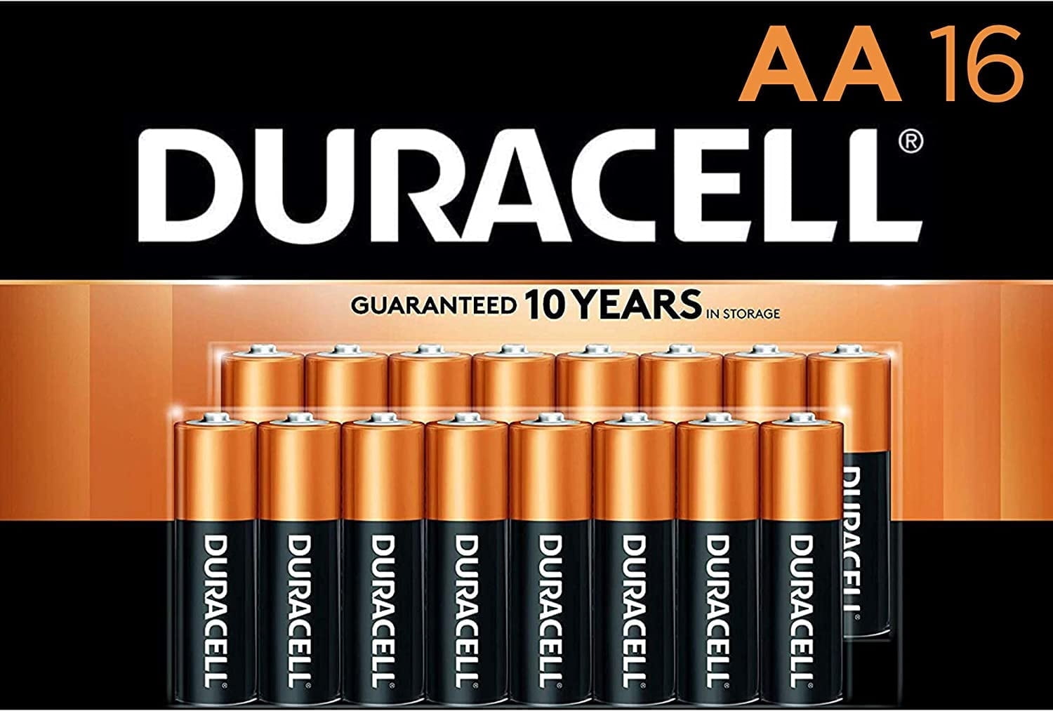 Duracell - CopperTop AA Alkaline Batteries - long lasting, all-purpose Double A battery for household and business - 16 Count