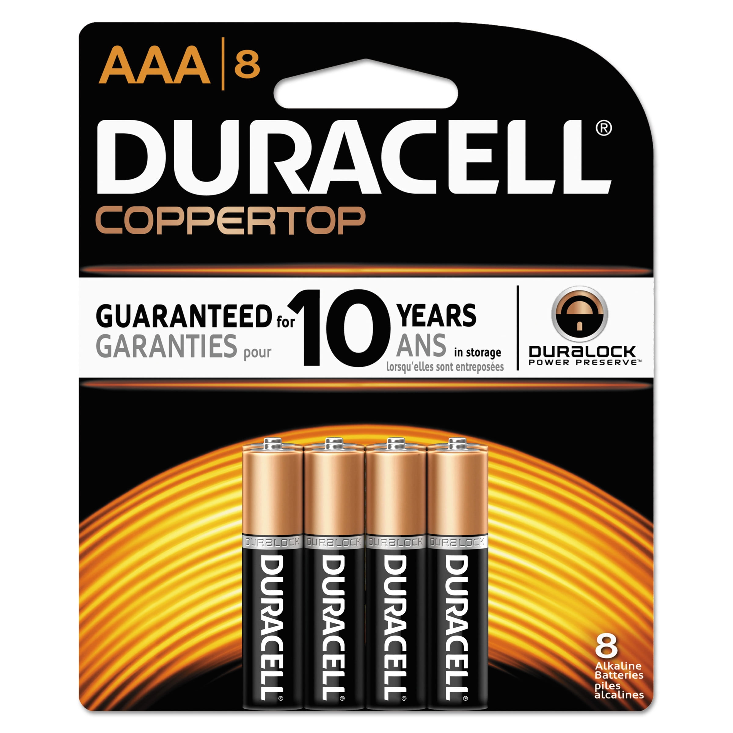Duracell Coppertop Alkaline AAA batries, 8/Pack, 40 Pack/Carton