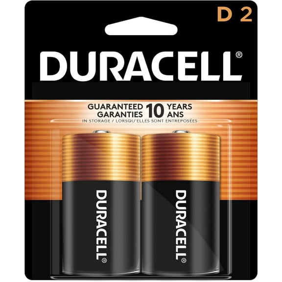 Duracell CopperTop D 2 Alkaline Batteries 1.5V - Triple Corrosion Protection - For Medical Devices, Remote Control, Calculator, Toys, Games, & Smoke Detector - 10 Y Guarantee - 2 Batteries Pack of 1