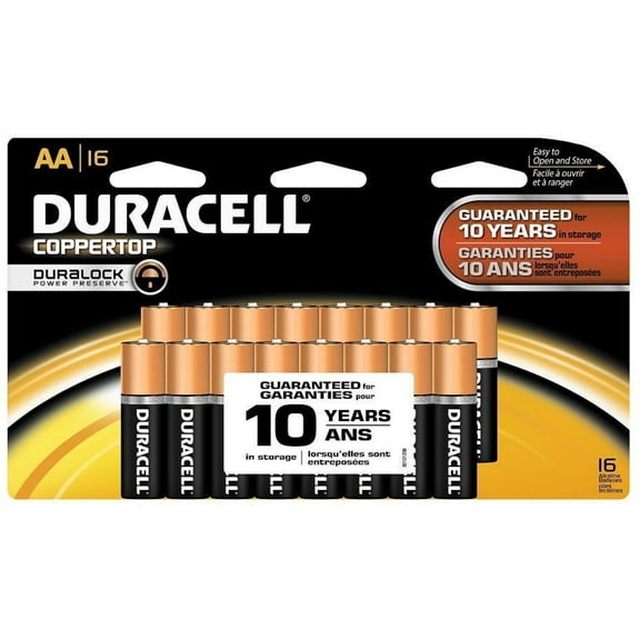 Duracell Coppertop AA Alkaline Batteries 16 ea (Pack of 2)