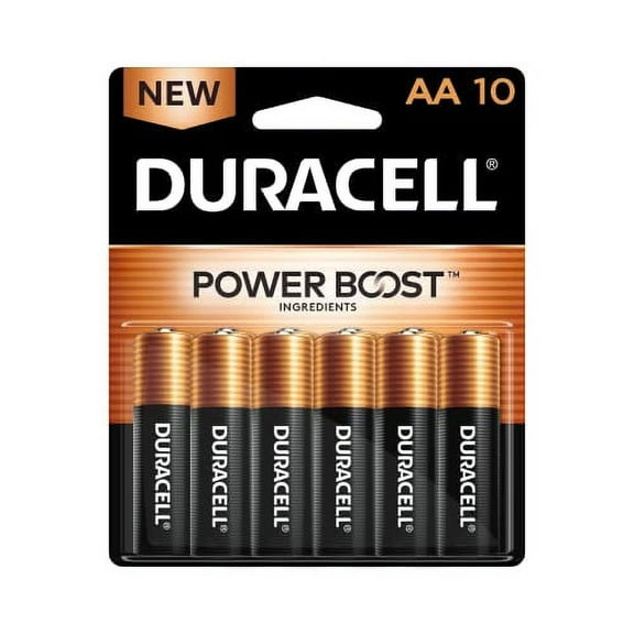 Duracell Coppertop AA Batteries with Power Boost, 10 Count Pack Double A -Battery with Long-lasting Power, Alkaline AA -Battery for Household and Office Devices (Packaging May Vary)