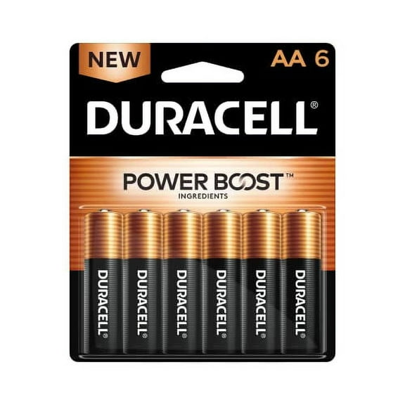 Duracell Coppertop AA Batteries with Power Boost Ingredients, 6 Count Pack Double A Battery with Long-lasting Power, Alkaline AA Battery for Household and Office Devices