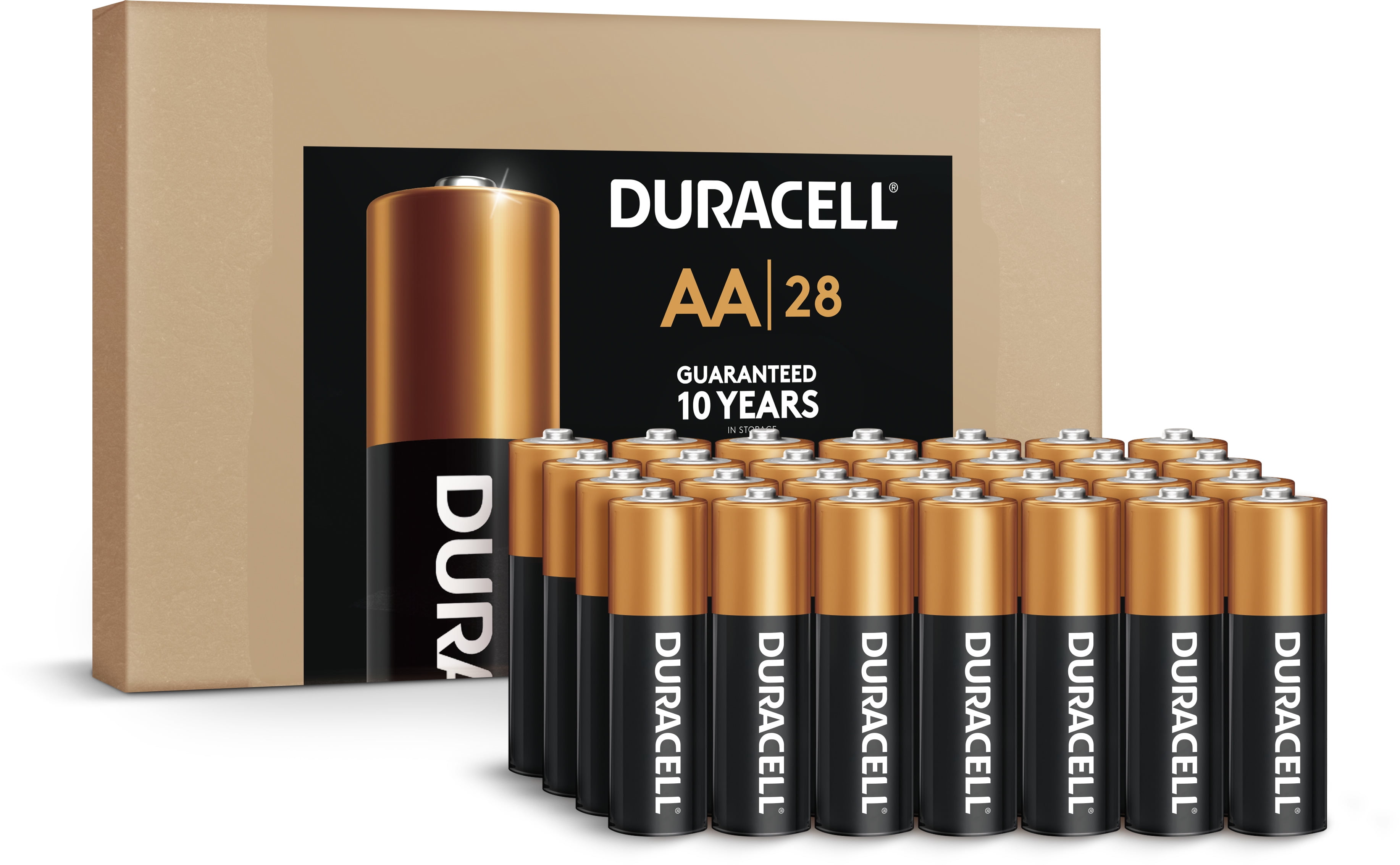 Duracell Coppertop AA Battery, Long Lasting Double A Batteries SIOC, 28 Pack