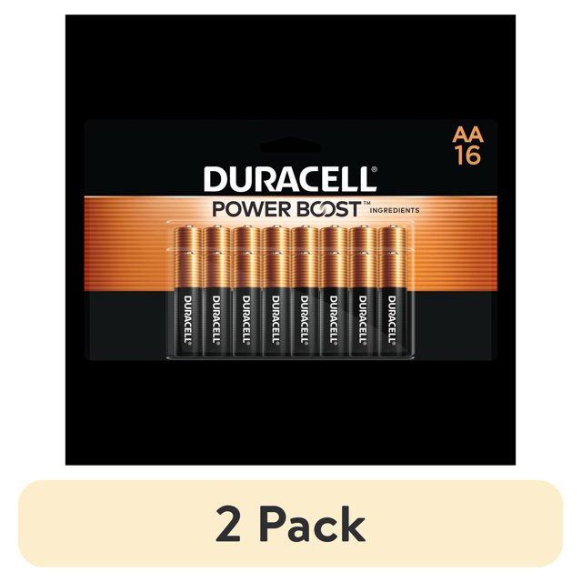 (2 pack) Duracell Coppertop AA Battery with POWER BOOST™, 16 Pack LongLasting Batteries
