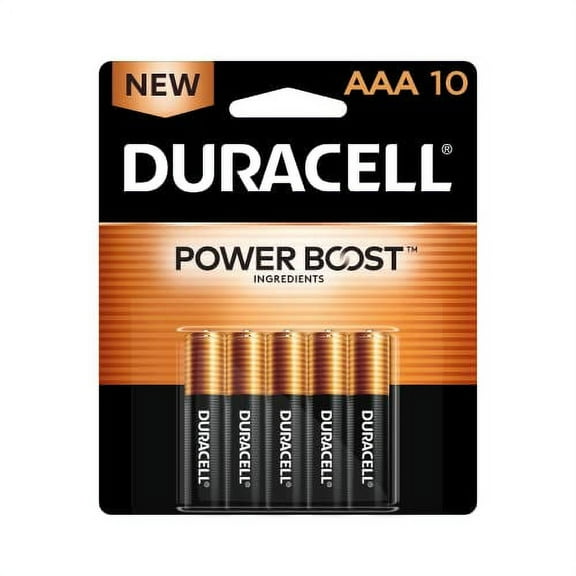 Duracell Coppertop AAA Batteries with Power Boost, 10 Count Pack Triple A Battery with Long-lasting Power, Alkaline AAA Battery for Household and Office Devices (Packaging May Vary)