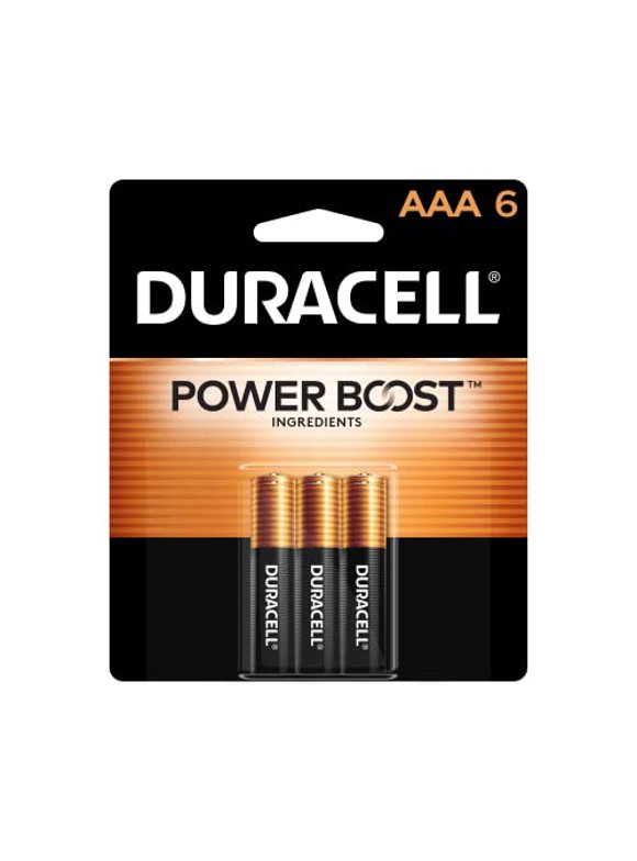 Duracell Coppertop AAA Batteries with Power Boost Ingredients, 6 Count Pack Triple A Battery with Long-lasting Power, Alkaline AAA Battery for Household and Office Devices