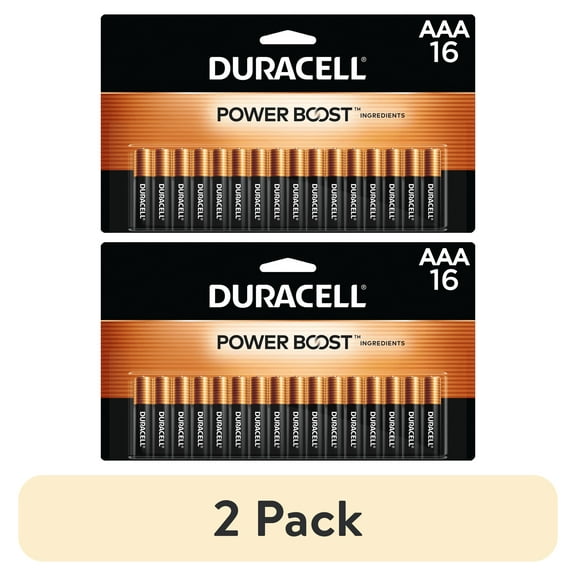 (2 pack) Duracell Coppertop AAA Battery with POWER BOOST™, 16 Pack Long-Lasting Batteries