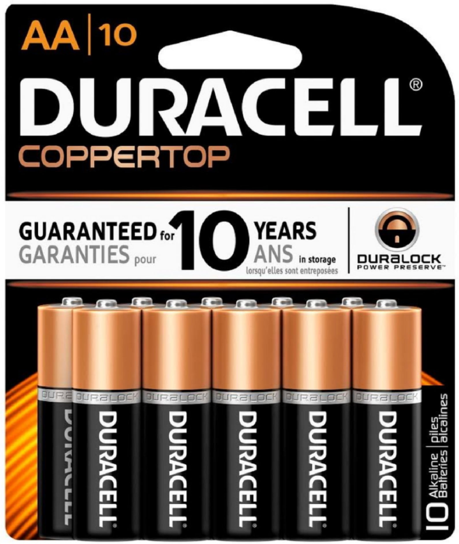 Duracell Coppertop Alkaline Batteries 1.5 Volt AA 10 Each (Pack of 4)