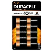 Duracell Coppertop Alkaline Batteries, D, 10 Ct