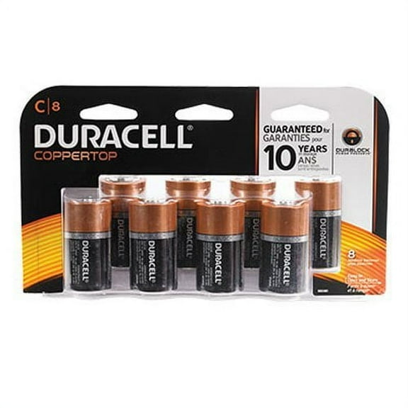 Duracell CopperTop C Alkaline Batteries with Recloseable Package Long Lasting All Purpose C Battery for Household and Business 8 Count