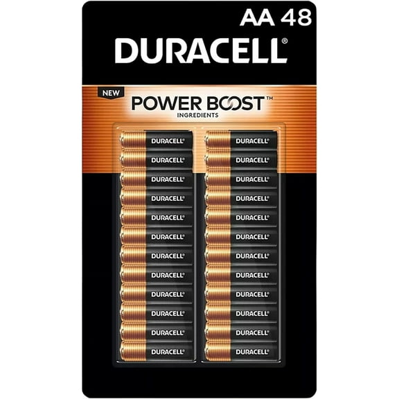 Duracell Coppertop Alkaline-Manganese Dioxide AA Battery, 1.5V, Pack of 48