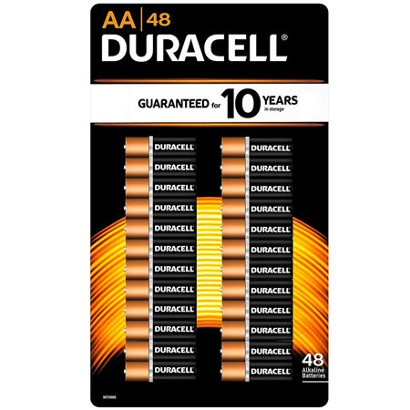 Duracell Coppertop Alkaline-Manganese Dioxide AA Battery, 1.5V, (Pack of 48)