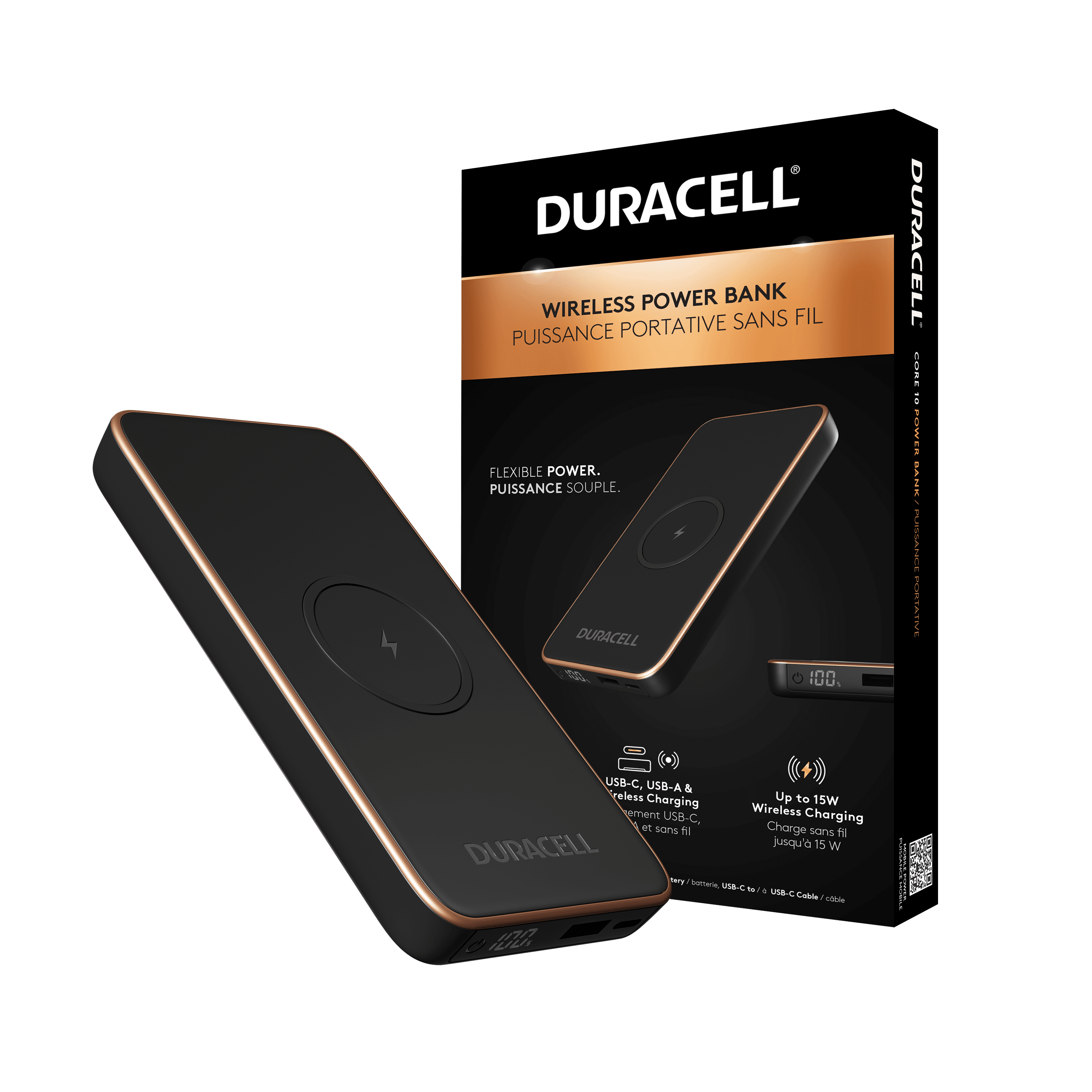 Duracell Core 10 Portable Power Pack, 10000mAh Wireless Mobile