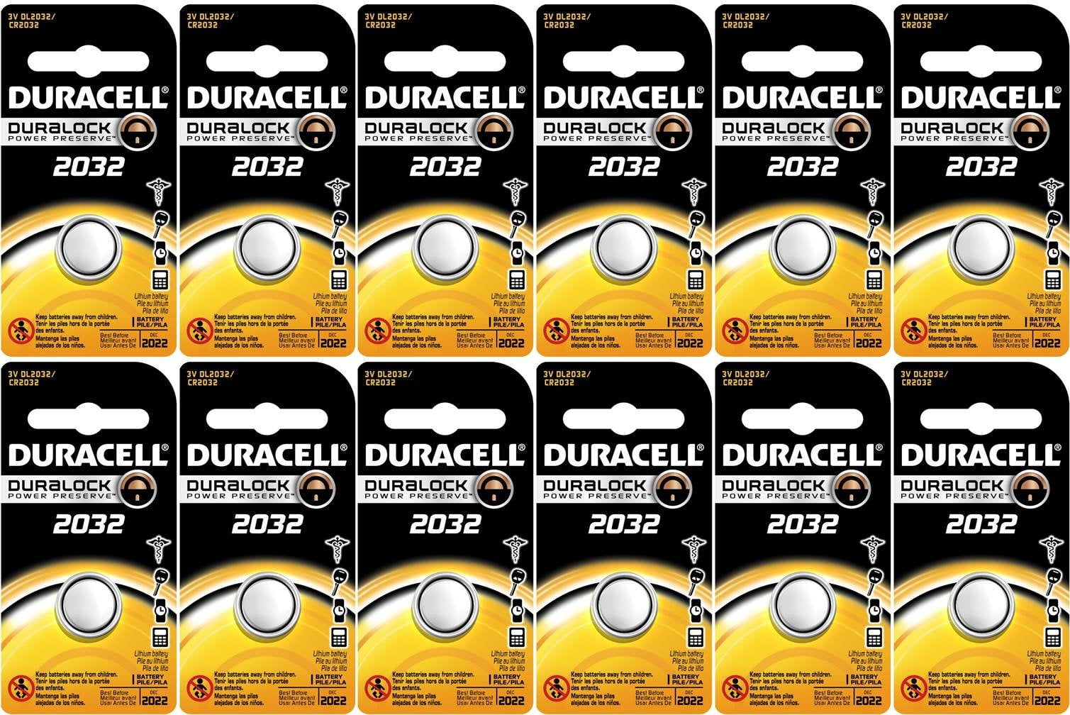 Duracell DL2032 Lithium Coin Battery, 2032 Size, 3V, 230mAh Capacity Pack  of 12 