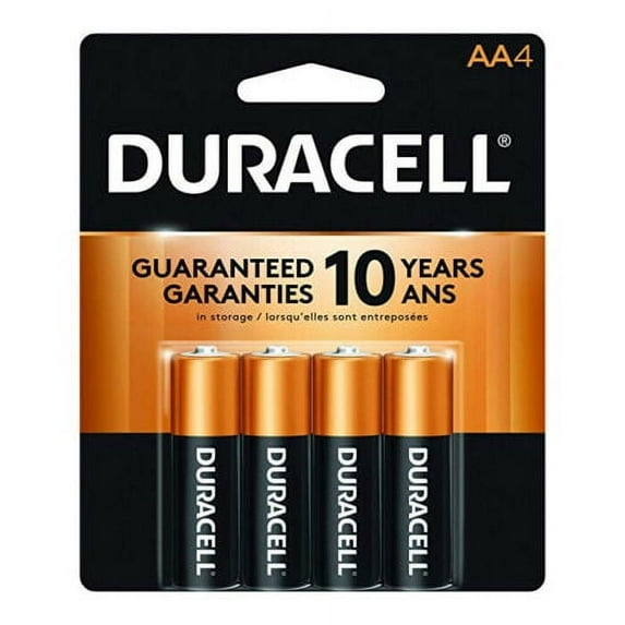Duracell, DURMN1500B4ZCT, Coppertop Alkaline Battery, 1.5v, Aa, 4/Pk