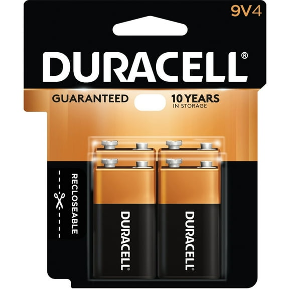 Duracell, DURMN16RT4ZCT, Coppertop Alkaline 9V Battery 4-Packs, 48 / Carton, Black