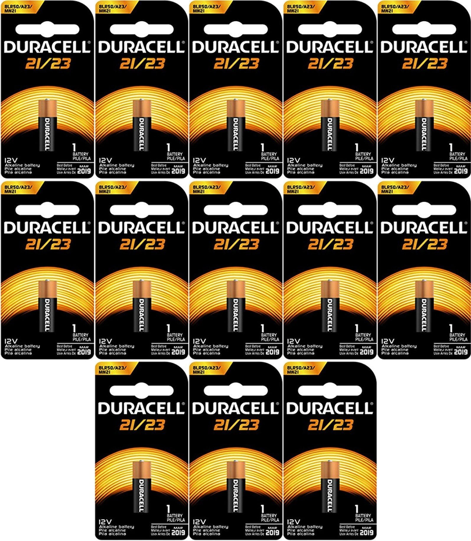 Duracell Duralock MN21 A23 21/23 23A MN21B 12 Volt Alkaline 13 Batteries 