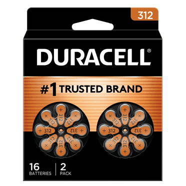 Duracell EasyTab 312 Hearing Aid Batteries, Size 312 - Brown, 16 Pack