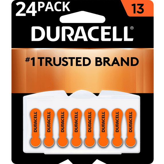 Duracell Hearing Aid Batteries with Easy-Fit Tab, Size 13, 24 Count - 2 Pack