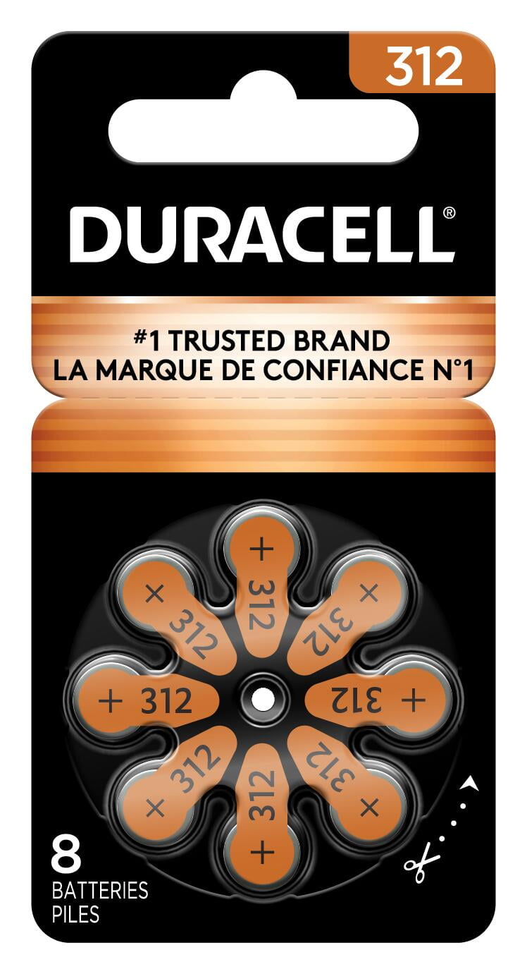 Duracell Hearing Aid Batteries with Easy-Fit Tab, Size 312, 8 Ct