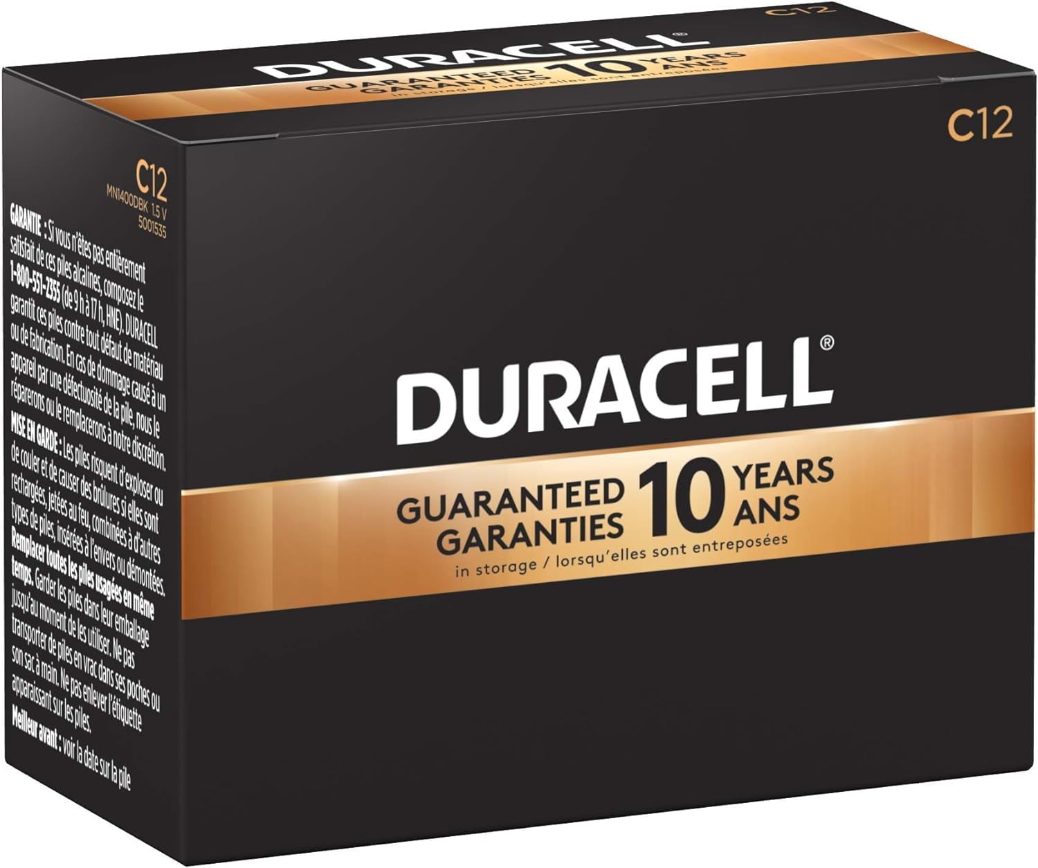 Duracell MN1400 CopperTop Alkaline-Manganese Dioxide Battery, C Size, 1.5V
