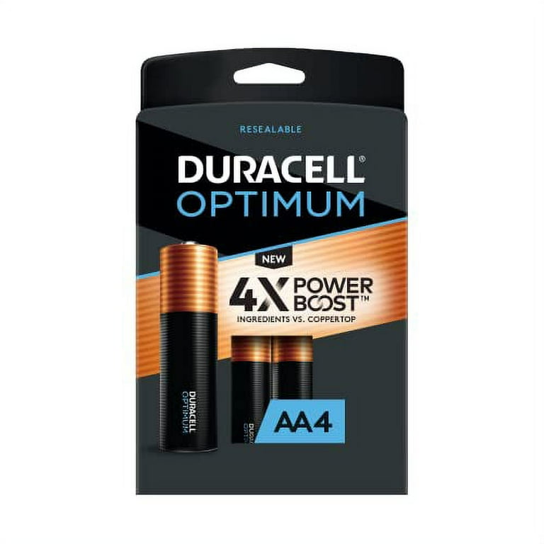Duracell Optimum AA Batteries with Power Boost Ingredients 4 Count Pack Double A Battery with Long lasting Power All Purpose Alkaline AA Battery for