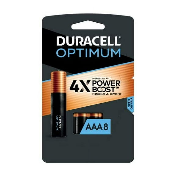 Duracell Optimum AAA Batteries with Power Boost Ingredients, 8 Count Pack Triple A Battery with Long-lasting Power, All-Purpose Alkaline AAA Battery for Household and Office Devices
