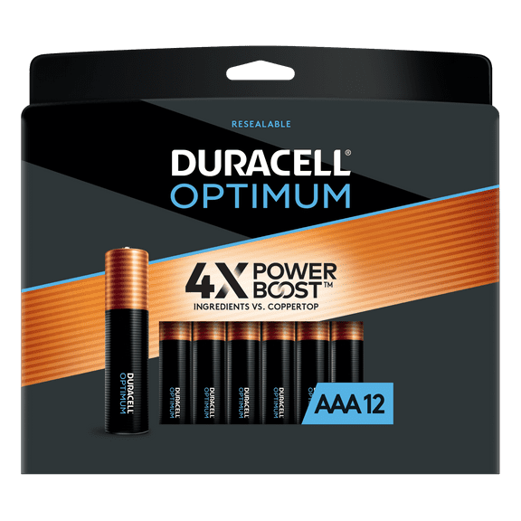 Duracell Optimum AAA Battery with 4X POWER BOOST™, 1.5V, 12 Pack Resealable Package