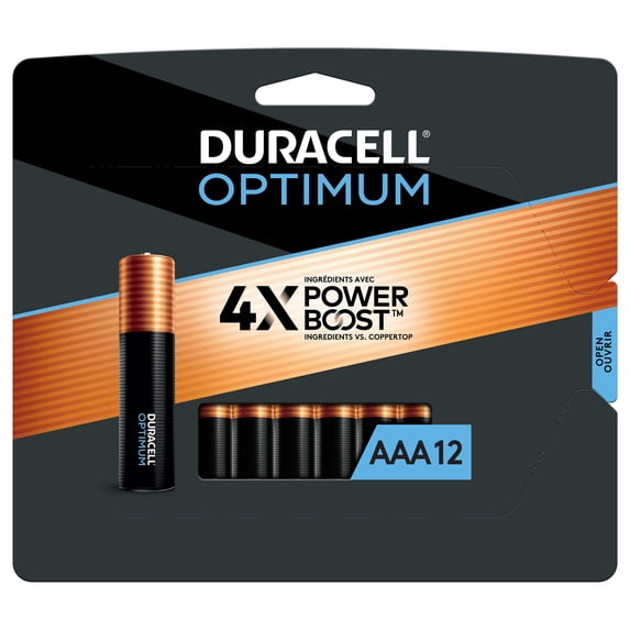 Duracell Optimum AAA Battery with 4X POWER BOOST™, 1.5V, 12 Pack Resealable Package