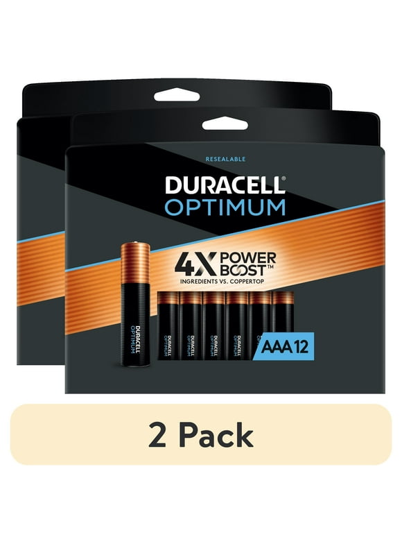 (2 pack) Duracell Optimum AAA Battery with 4X POWER BOOST™, 1.5V, 12 Pack Resealable Package