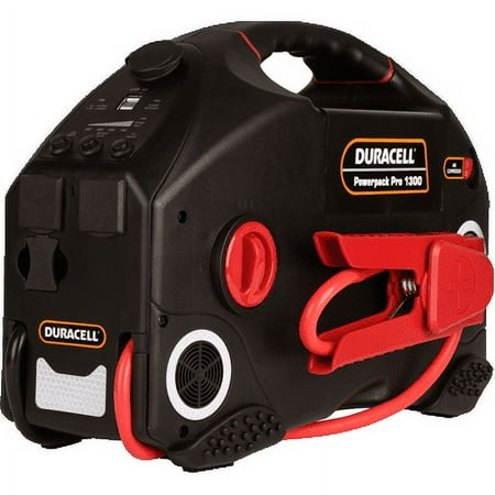Duracell - Powerpack Pro 1300 Amp Jumpstarter, Air Compressor & 600W Inverter - Black