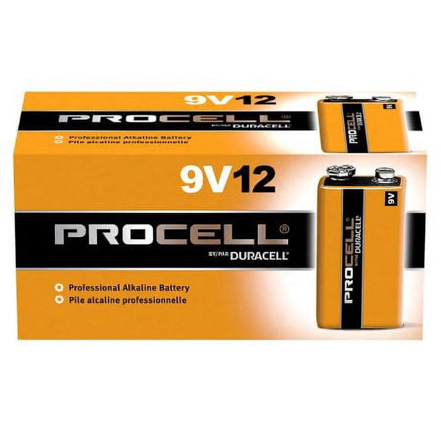 Duracell Procell Alkaline Batteries, 9V, 12/Box