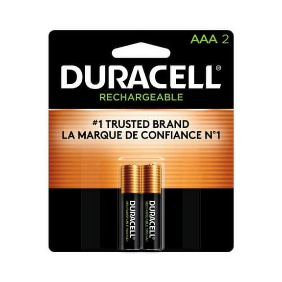 Duracell Rechargeable AAA Batteries, 2 Count, Triple A Battery for Long-lasting Power, All-Purpose Pre-Charged Battery for Household and Business Devices