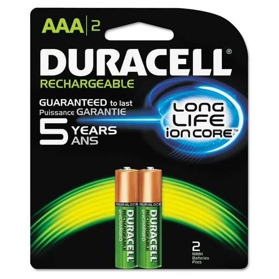 Duracell Rechargeable NiMH Batteries, AAA, 2/PK