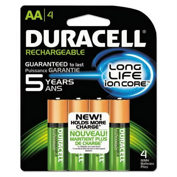 Duracell - Rechargeable NiMH Batteries with Duralock Power Preserve Technology, AA, 4/Pack NLAA4BCD (DMi PK