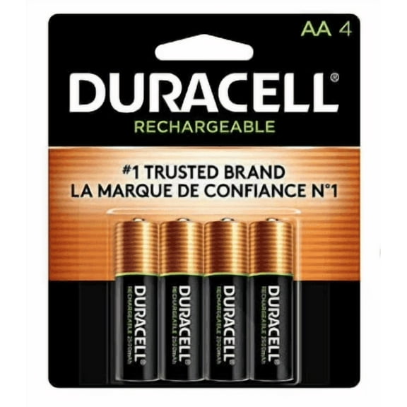 Duracell Rechargeable NiMH Batteries with Duralock Power Preserve Technology, AA, 4/Pk